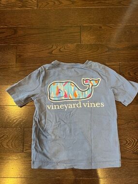 Vineyard Vines Light Blue Kids Whale Tee with Multicolor Pattern